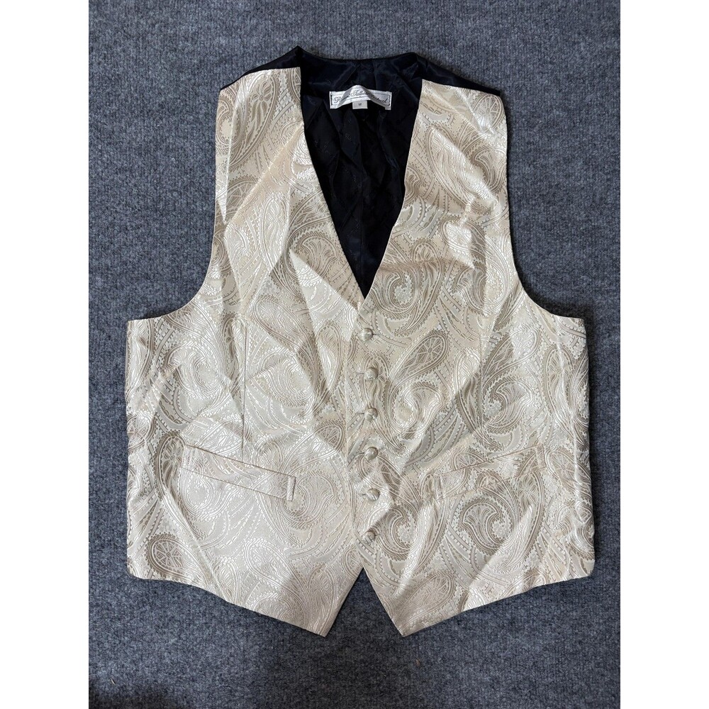 Robert Talbott Protocol Suit Vest Mens M White Silk Paisley Tuxedo Wedding